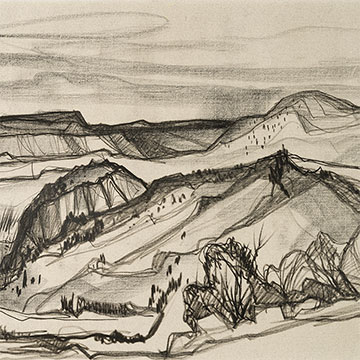 a sketch of a mountainous region